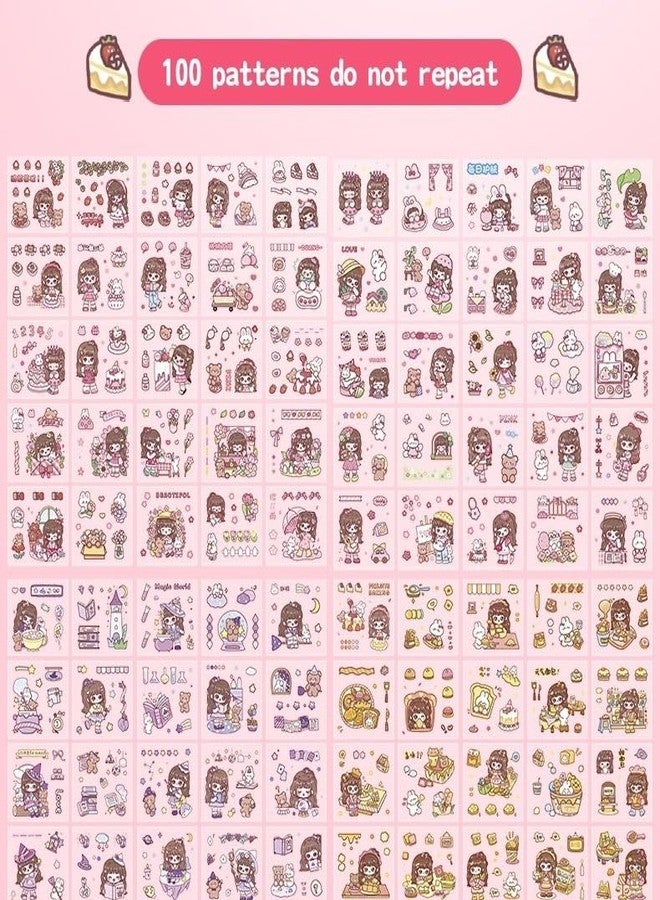 Samvardhan World Theme Kawaii Self Adhesive Floor Stickers -100 Sheets PVC Cute Washi Sticker for Project, Japanese Style Girls Sticker Set, Scrapbooking, DIY Arts Crafts (Nini's Pink) - Image 4